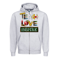 Heather Grey teach love inspire Zipper Hoodie - BarkalooDesign
