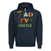 Navy teach love inspire Zipper Hoodie - BarkalooDesign