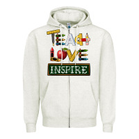 Oatmeal Heather teach love inspire Zipper Hoodie - BarkalooDesign