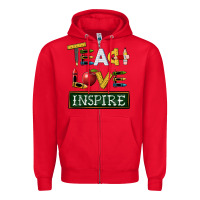 Red teach love inspire Zipper Hoodie - BarkalooDesign