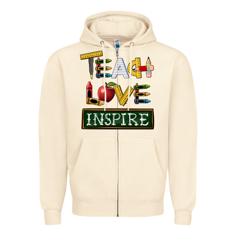 Teach Love Inspire Zipper Hoodie by BarkalooDesign | Teevron