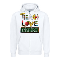 White teach love inspire Zipper Hoodie - BarkalooDesign