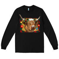 Black highland cow christmas Long Sleeve Tee - RanaPortraitStore