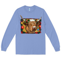 Colony Blue highland cow christmas Long Sleeve Tee - RanaPortraitStore