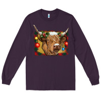 Plum highland cow christmas Long Sleeve Tee - RanaPortraitStore
