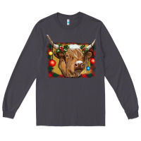 Smoke highland cow christmas Long Sleeve Tee - RanaPortraitStore