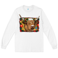 White highland cow christmas Long Sleeve Tee - RanaPortraitStore