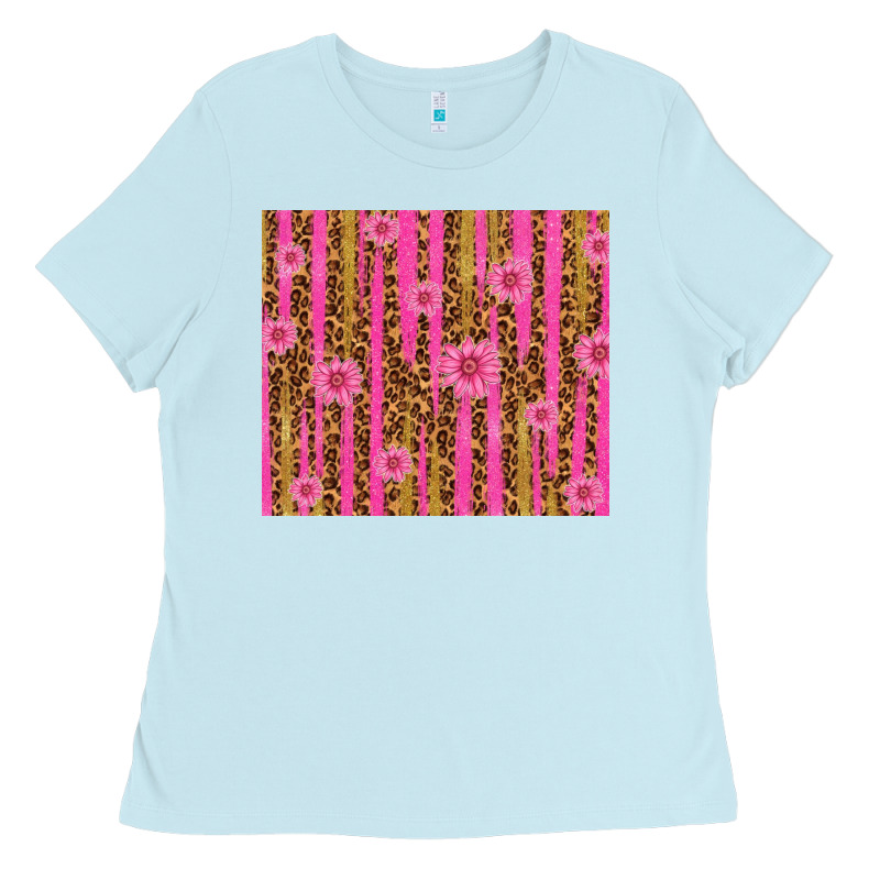 Glitter Pink Stripe Leopard Pattern With Flowers Ladies Tee by TumblerDesignByShophia | Teevron