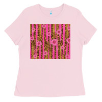 Bubblegum Pink glitter pink stripe leopard pattern with flowers Ladies Tee - TumblerDesignByShophia