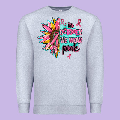 Sunflower In October We Wear Pink Premium Sweatshirt Designed By Adodesignshop
