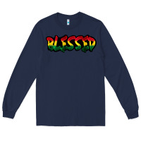 Navy Juneteenth blessed Long Sleeve Tee - FaDigitalArtStudio