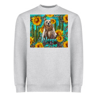 Heather Grey mama bear with sunflowers and cactus Heavyweight Sweatshirt - Artiststas