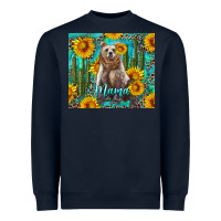 Navy mama bear with sunflowers and cactus Heavyweight Sweatshirt - Artiststas