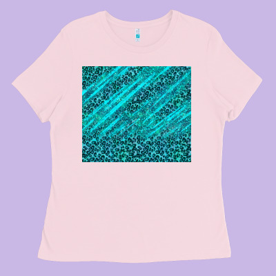 Blue Glitter With Leopard Pattern Ladies Tee Designed By Tumblerdesignbyshophia