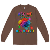 Chestnut Ask me about neurodiversity Long Sleeve Tee - FaDigitalArtStudio