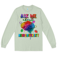Matcha Ask me about neurodiversity Long Sleeve Tee - FaDigitalArtStudio