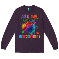 Plum Ask me about neurodiversity Long Sleeve Tee - FaDigitalArtStudio