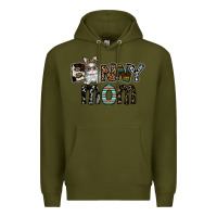 Army Green bunny mom Premium Hoodie - CowhideDigitalArt