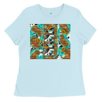 Baby Blue cowhide mama with rustic teal wood Ladies Tee - TumblerDesignByShophia