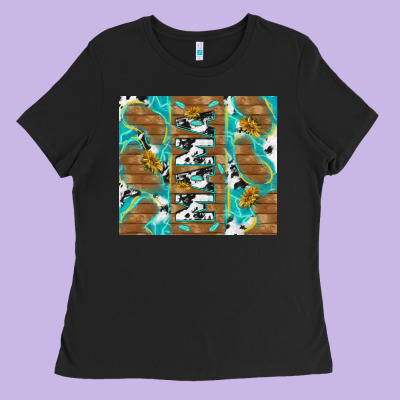 Cowhide Mama With Rustic Teal Wood Ladies Tee Designed By Tumblerdesignbyshophia
