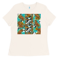 Bone cowhide mama with rustic teal wood Ladies Tee - TumblerDesignByShophia