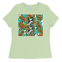 Matcha cowhide mama with rustic teal wood Ladies Tee - TumblerDesignByShophia