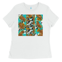 White cowhide mama with rustic teal wood Ladies Tee - TumblerDesignByShophia