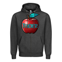Charcoal Heather apple teacher Zipper Hoodie - BarkalooDesign