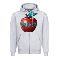 Heather Grey apple teacher Zipper Hoodie - BarkalooDesign