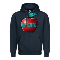 Navy apple teacher Zipper Hoodie - BarkalooDesign