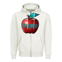 Oatmeal Heather apple teacher Zipper Hoodie - BarkalooDesign