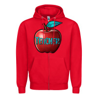 Red apple teacher Zipper Hoodie - BarkalooDesign