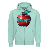 Seafoam apple teacher Zipper Hoodie - BarkalooDesign