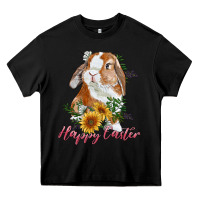 Black Happy easter with bunny and sunflowers Heavy Core Tee - RanaPortraitStore