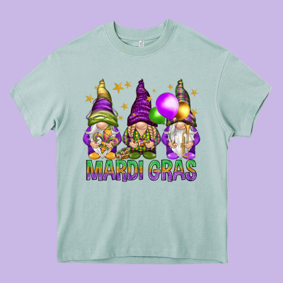 Mardi Gras Crew With Gnomes Heavy Core Tee Designed By Nancycooperartshop