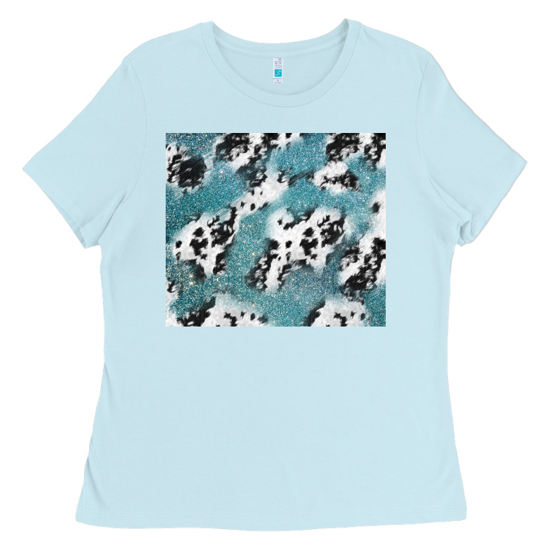 Teal Glitter And Cowhide Ladies Tee by TumblerDesignByShophia | Teevron