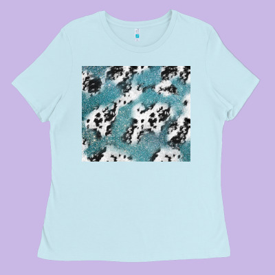 Teal Glitter And Cowhide Ladies Tee Designed By Tumblerdesignbyshophia