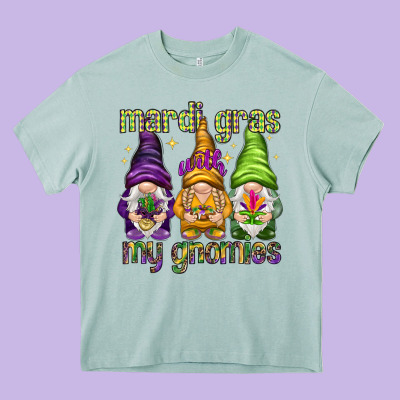 Mardi Gras With My Gnomes Heavy Core Tee Designed By Nancycooperartshop