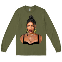 Army Green black woman Long Sleeve Tee - FaDigitalArtStudio