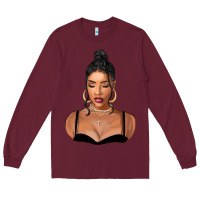 Burgundy black woman Long Sleeve Tee - FaDigitalArtStudio