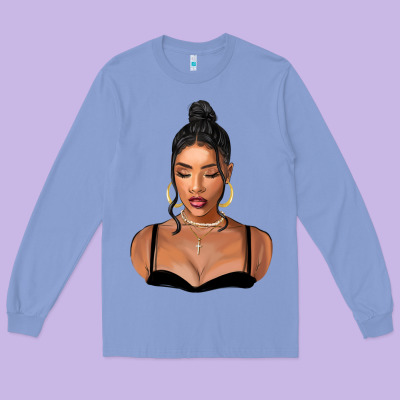 Black Woman Long Sleeve Tee Designed By Fadigitalartstudio