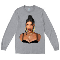Heather Grey black woman Long Sleeve Tee - FaDigitalArtStudio