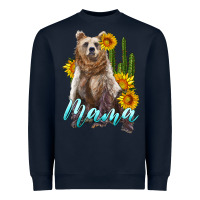 Navy mama bear with sunflowers and cactus Heavyweight Sweatshirt - Artiststas