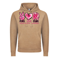 Vintage Coffee Peace love cure Breast Cancer Awareness Vintage Hoodie - FaDigitalArtStudio