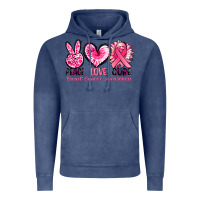 Vintage Denim Peace love cure Breast Cancer Awareness Vintage Hoodie - FaDigitalArtStudio