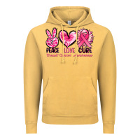 Vintage Mustard Peace love cure Breast Cancer Awareness Vintage Hoodie - FaDigitalArtStudio