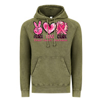 Vintage Olive Peace love cure Breast Cancer Awareness Vintage Hoodie - FaDigitalArtStudio