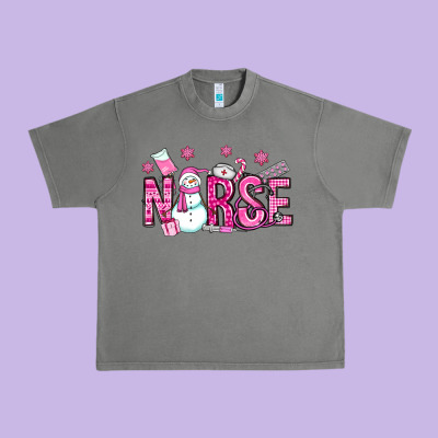 Nurse Pink Christmas Urban Heavy Tee Designed By Oliviacreatesart
