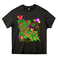 Asphalt Louisiana map Mardi Gras Heavy Core Tee - NancyCooperArtShop