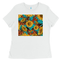 White rustic sunflowers Ladies Tee - TumblerDesignByShophia